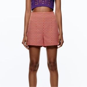 ZARA FITTED GEOMETRIC PRINT SHORTS MULTICOLORED
